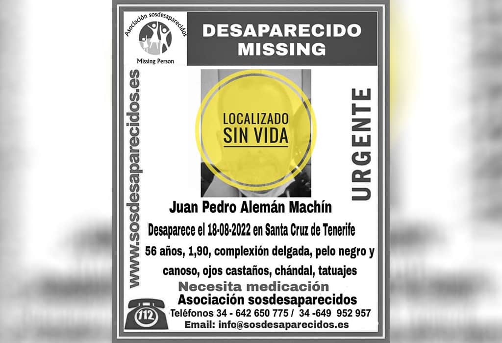 Encuentran el cuerpo sin vida de Juan Pedro, desaparecido en Tenerife