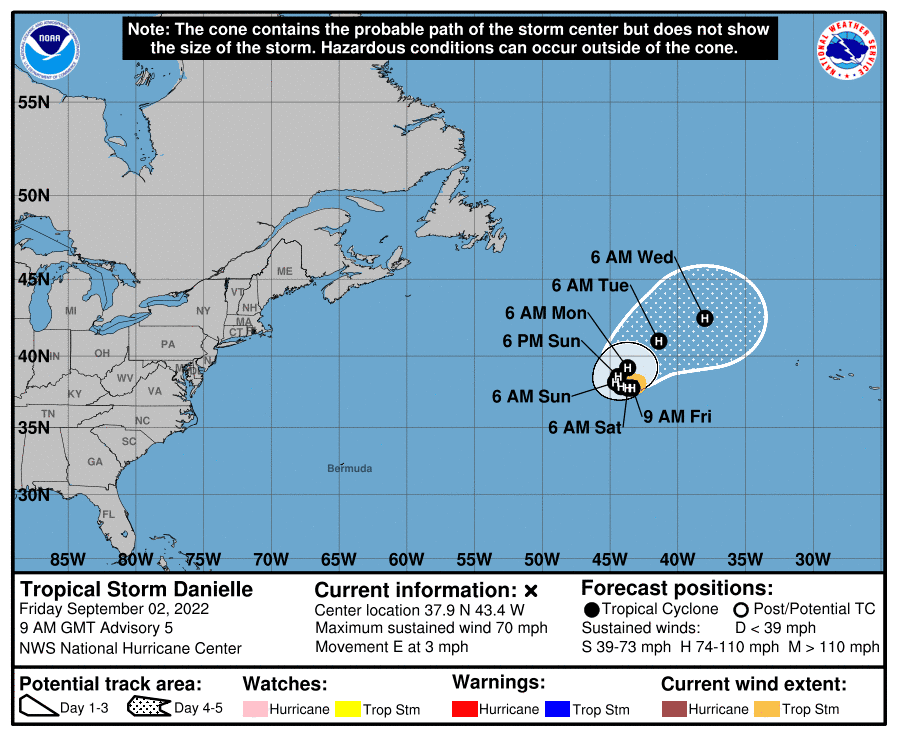 Danielle se convertirá en el primer huracán del Atlántico de 2022 en las próximas horas
