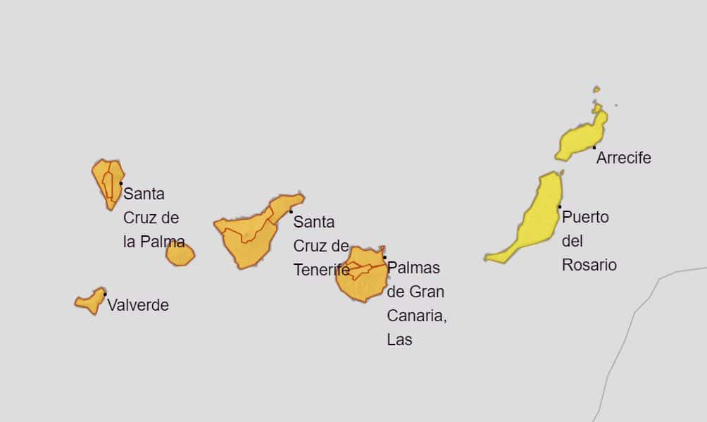 La Aemet sube a naranja en aviso por lluvias en Canarias
