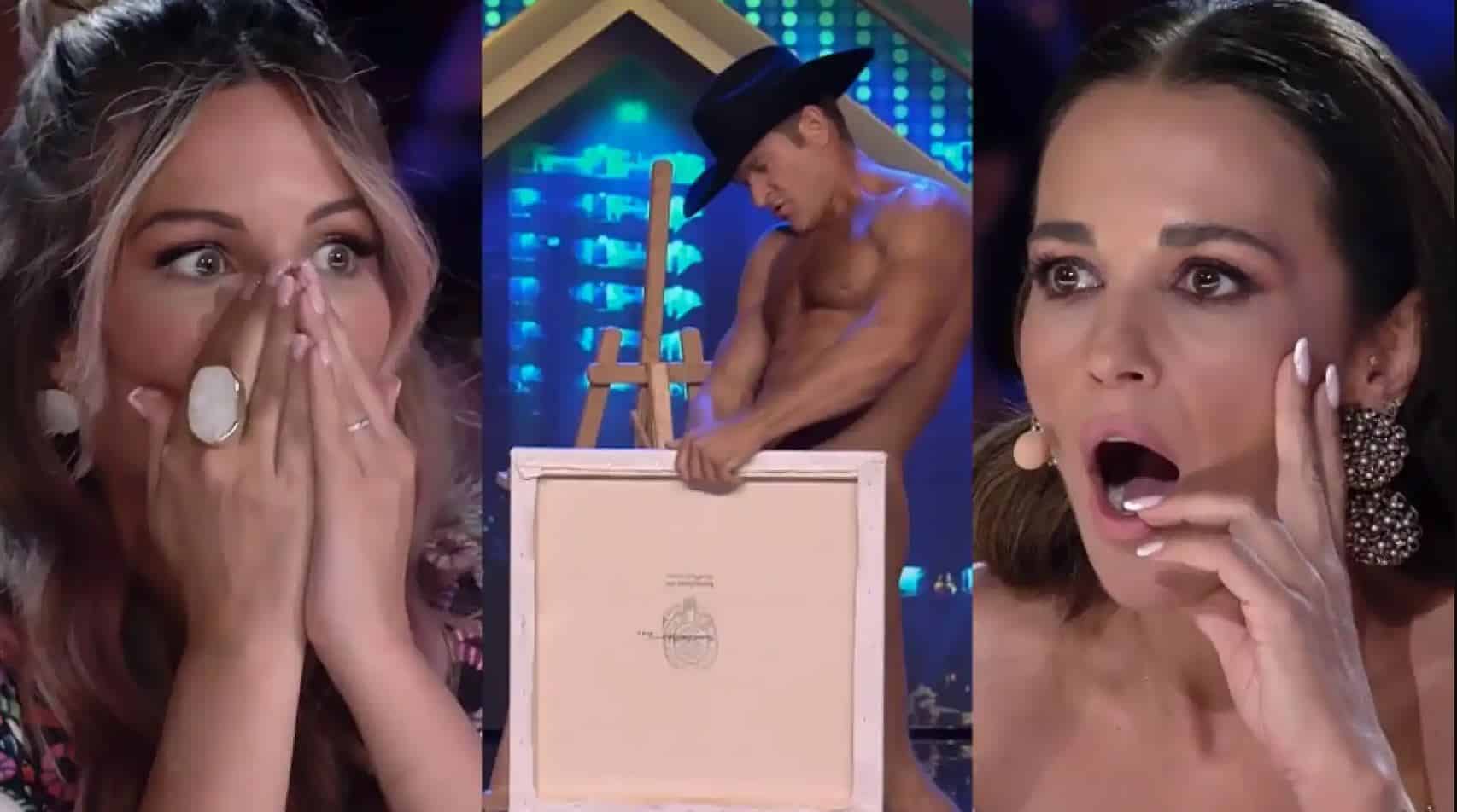 "Por favor, ¡basta!": el artista del pene la lía en Got Talent pintando a Risto Mejide