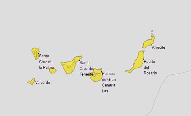 La Aemet amplía el riesgo por lluvias a toda Canarias