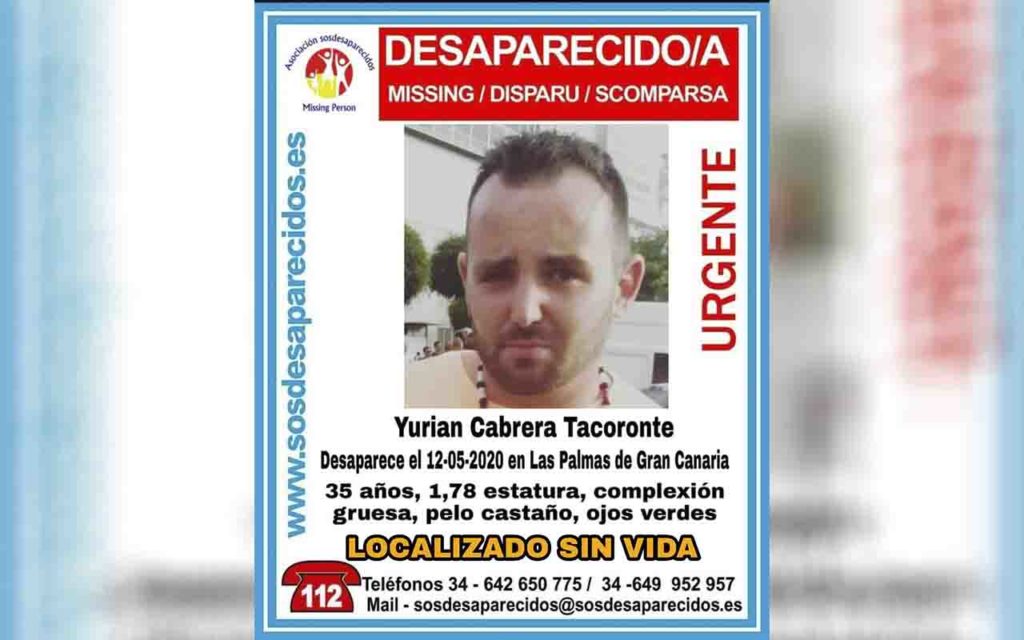 Cartel de búsqueda de Yurian, desaparecido en Gran Canaria. SOS Desaparecidos