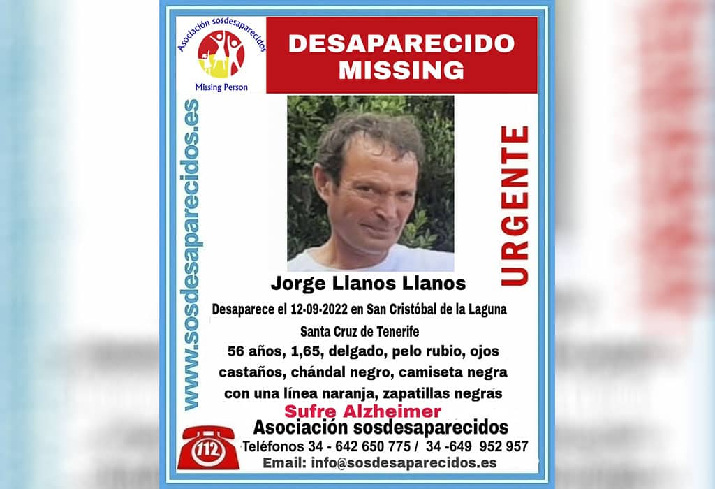 Localizan a Jorge Llanos, desaparecido desde ayer en Tenerife