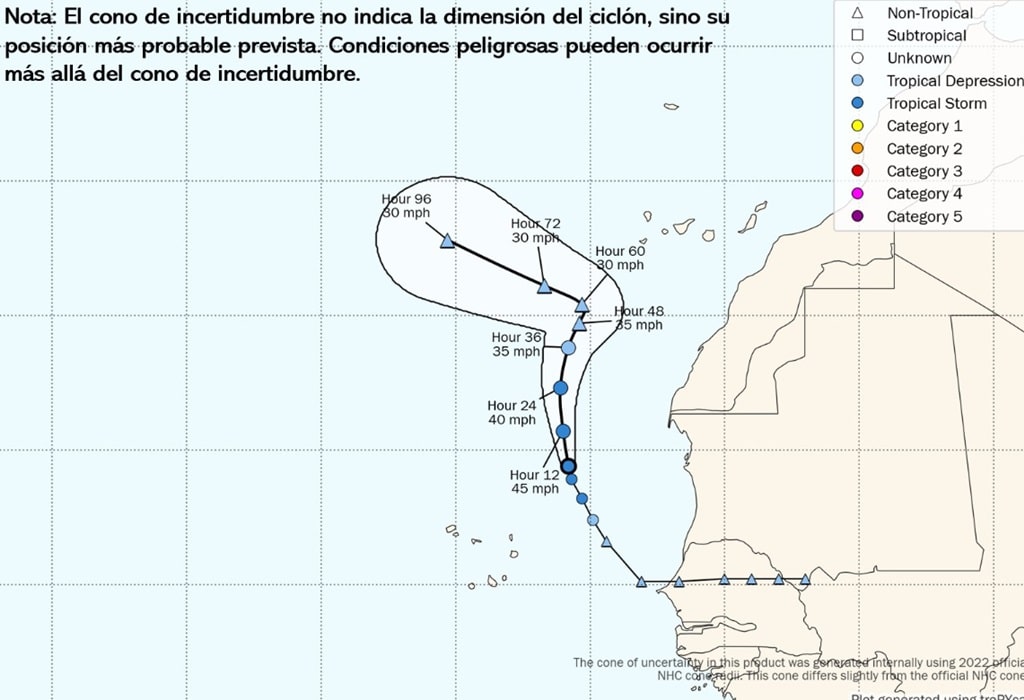 Las predicciones acercan a la tormenta tropical Hermine a Canarias