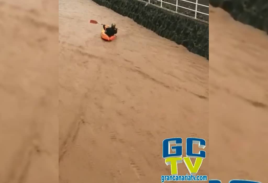 Nueva imprudencia durante el ciclón Hermine en Canarias: en kayak por un barranco