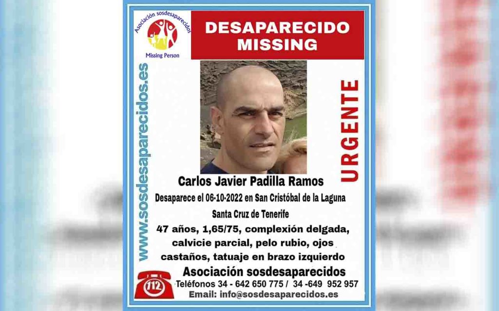 Carlos Javier Padilla, desaparecido en Tenerife. SOS Desaparecidos