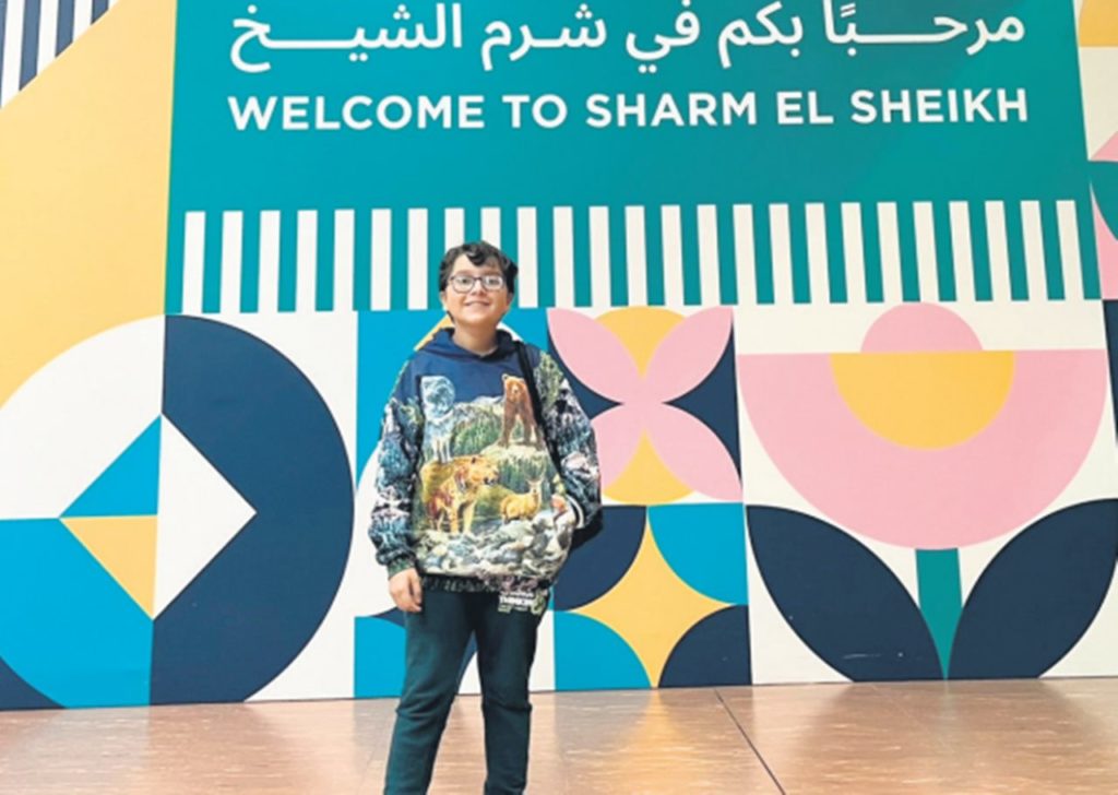 Francisco Vera Manzanares, de 13 años, estuvo presente en la cumbre mundial sobre el clima en Egipto. DA