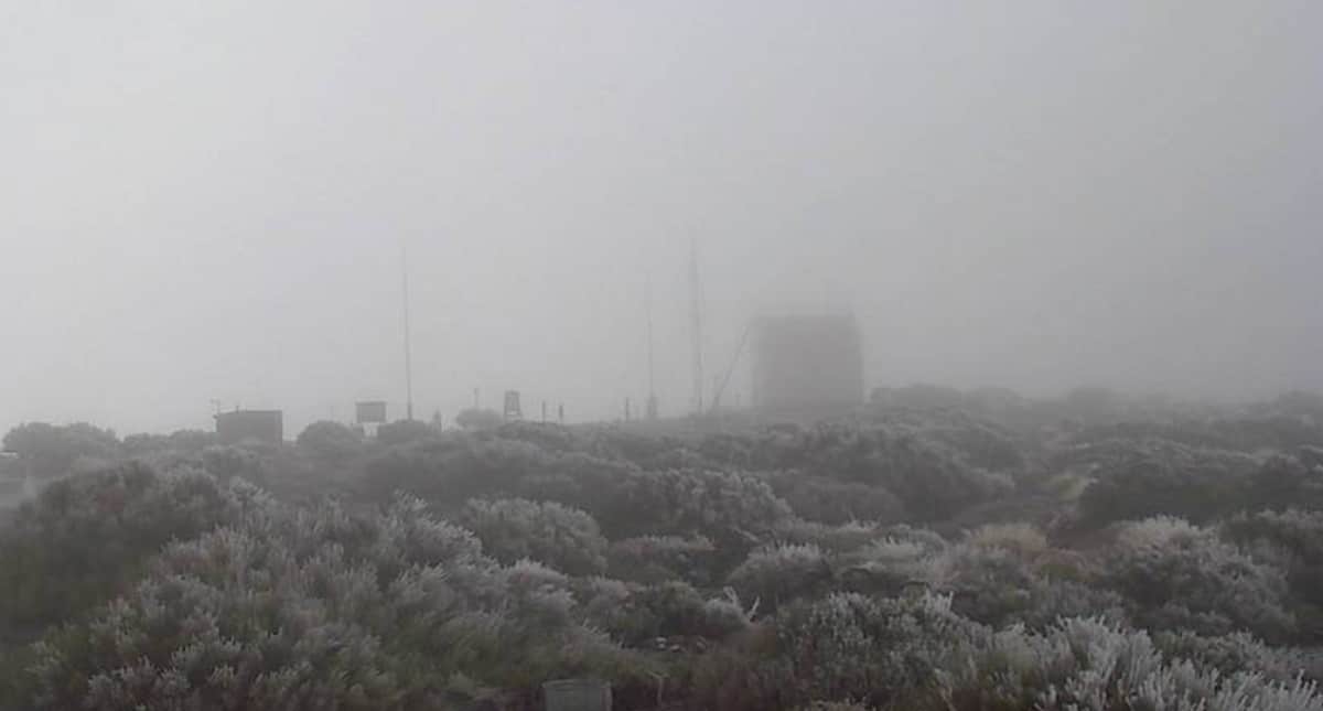 Las bajas temperaturas en Canarias provocan heladas en el Teide