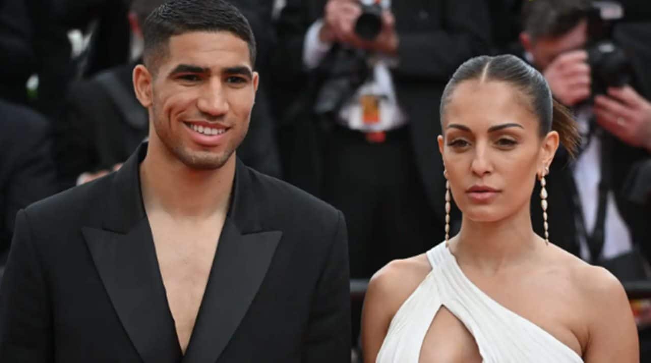 Achraf Hakimi e Hiba Abouk en el Festival de Cannes 2022.