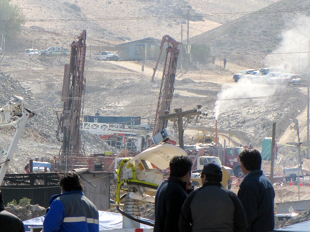 Vista de la mina durante las labores de rescate. Wikipedia