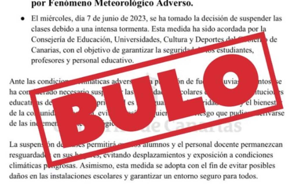 No se han suspendido las clases en Canarias por la borrasca Óscar: es un bulo