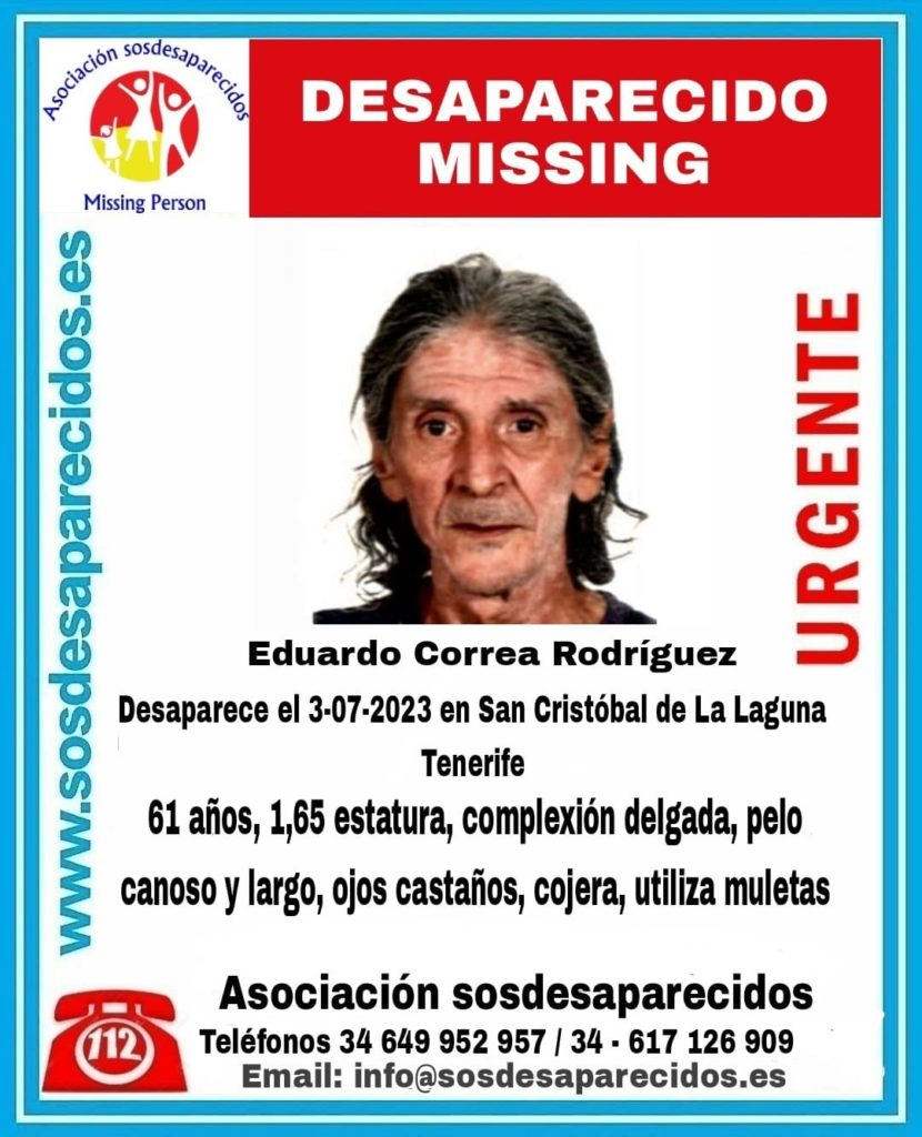 Buscan a Eduardo, desaparecido en Tenerife