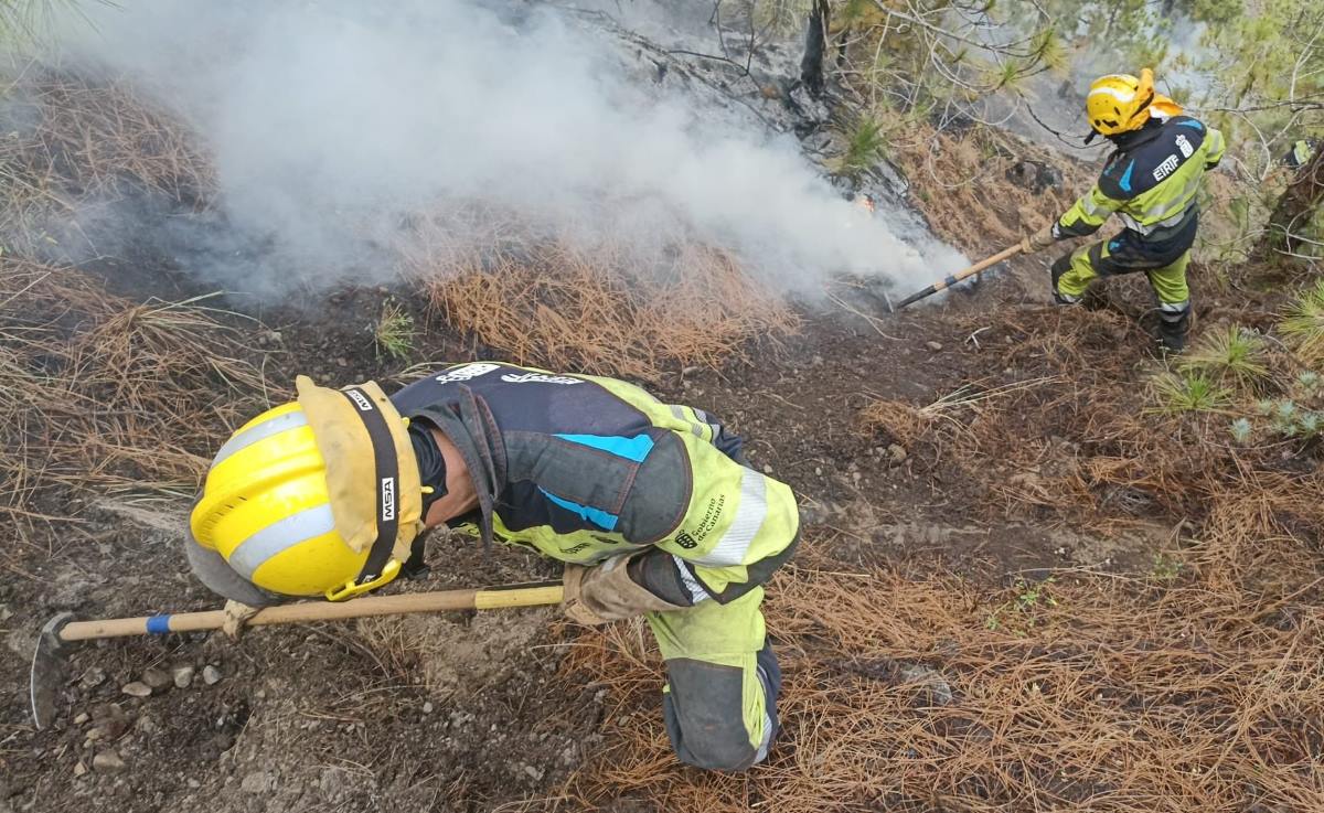 La reactivación del incendio de La Palma está “encajonado” en un barranco de la Caldera