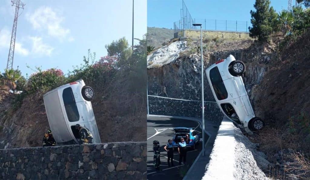 Pierde el control de su coche y queda atrapado en un muro: ocurrió en Tenerife