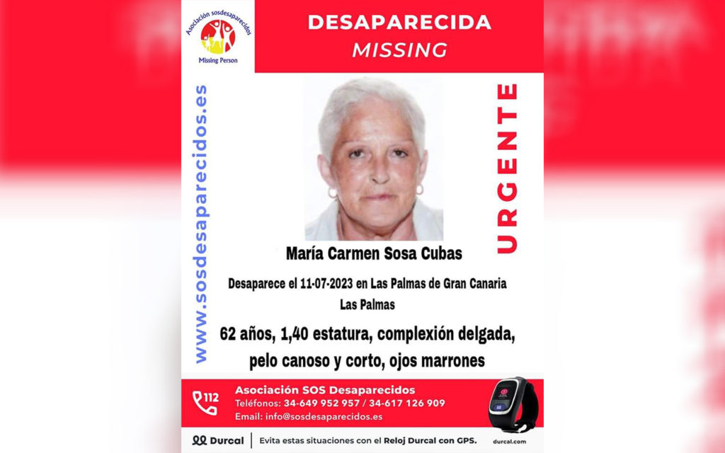 Continúa la búsqueda de María Carmen, desaparecida en Canarias desde julio
