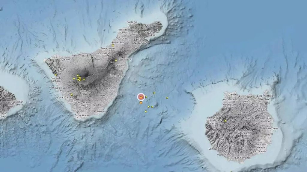 Registran cuatro terremotos, uno de magnitud 3, en una hora entre Tenerife y Gran Canaria