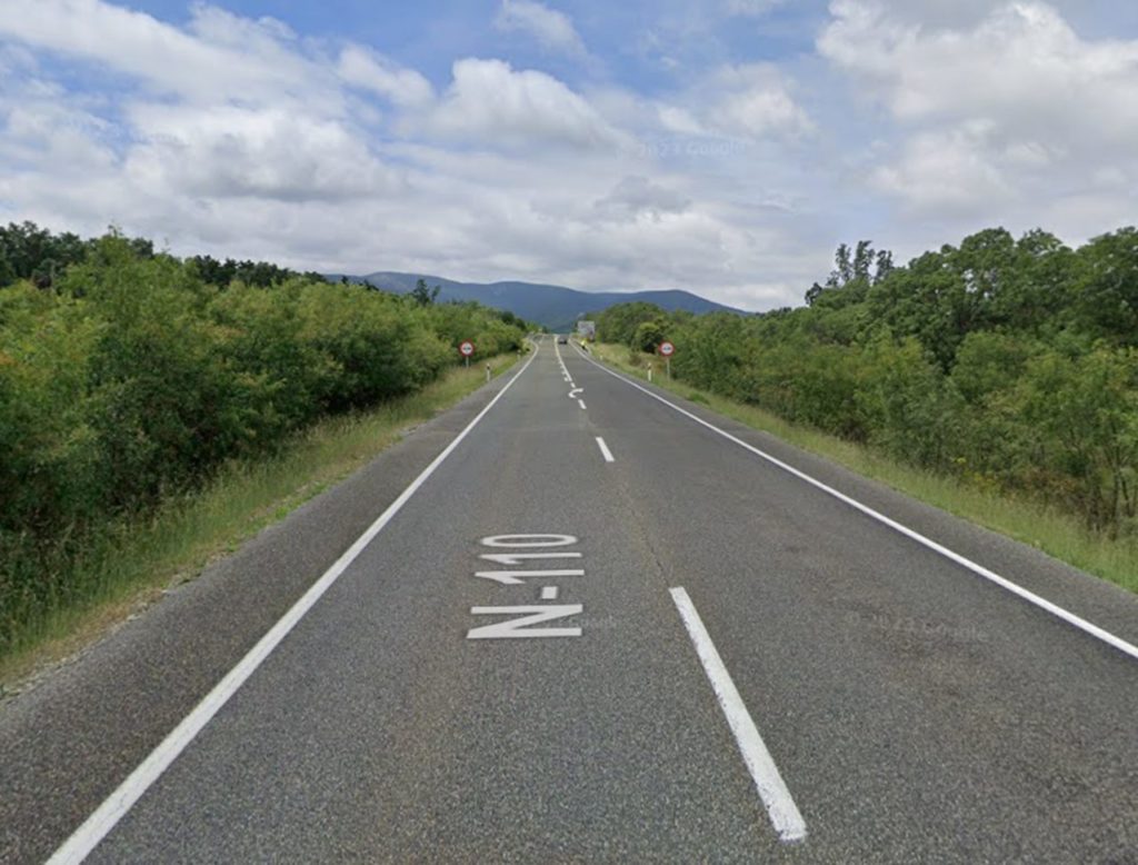 Carretera N-110, a su paso por el término municipal de Ceguilla. Google Maps