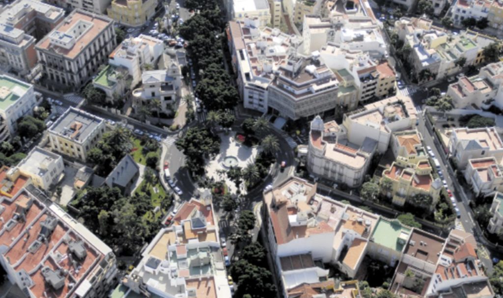 Vista área del conjunto histórico Barrio de Los Hoteles-Pino del Oro de la capital tinerfeña. DA