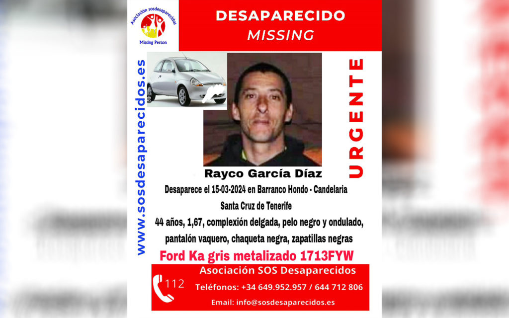 Buscan a Rayco García, desaparecido en Tenerife
