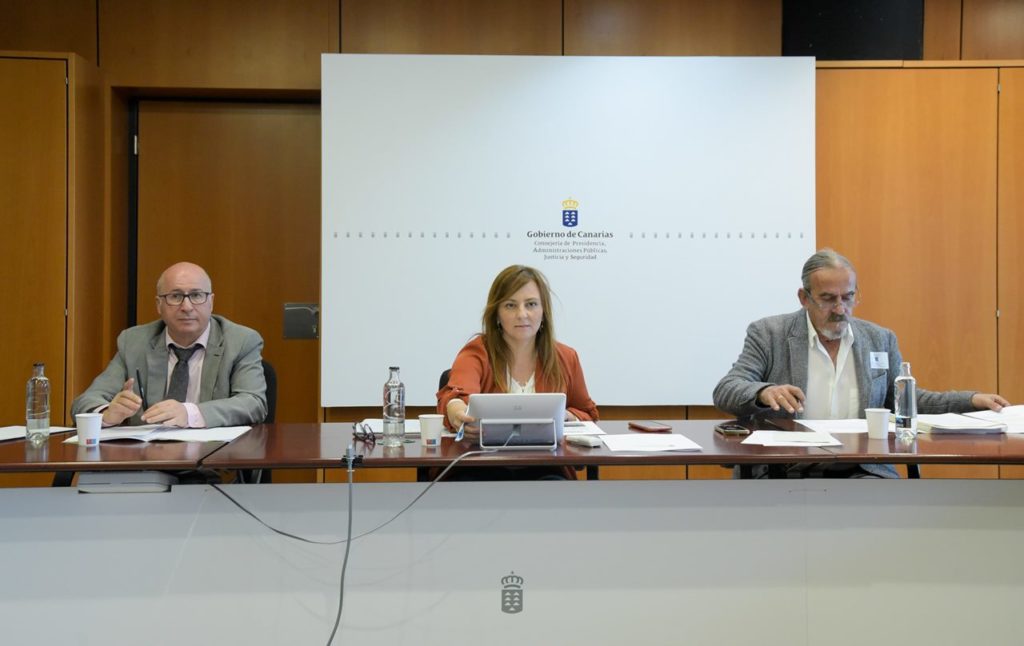 Reunión, ayer, de la Comisión Canaria por el Derecho a la Identidad, presidida por la consejera Nieves Lady Barreto. DA