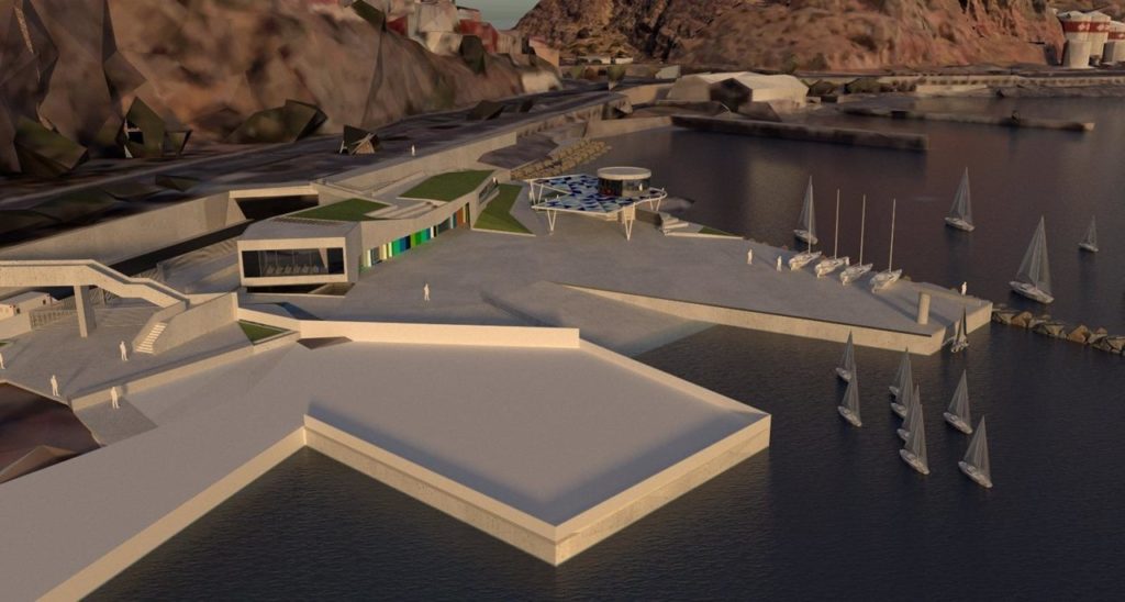 Infografía del proyecto de intervención del Centro de Deportes Marinos de Tenerife