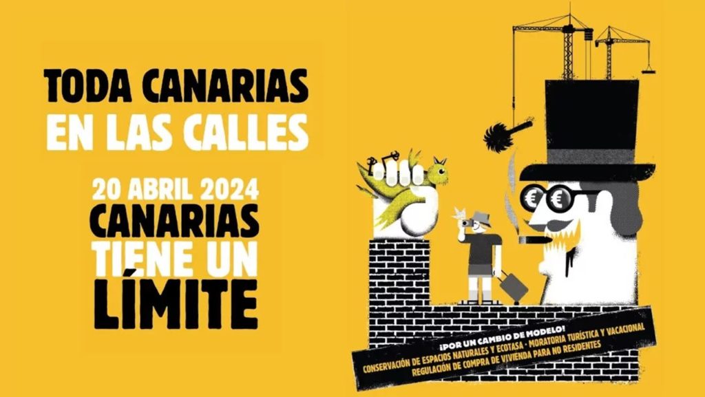Cartel anunciador de las manifestaciones convocadas para hoy en Canarias por un cambio del modelo de desarrollo. DA