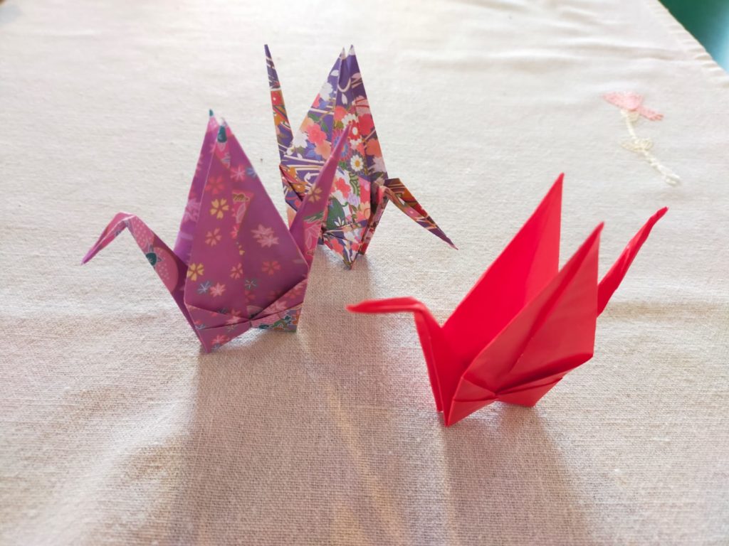 Figuras de origami de las alumnas japonesas. Cedidas