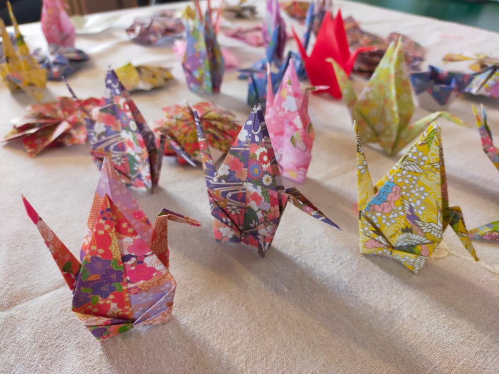 Figuras de origami de las alumnas japonesas. Cedidas