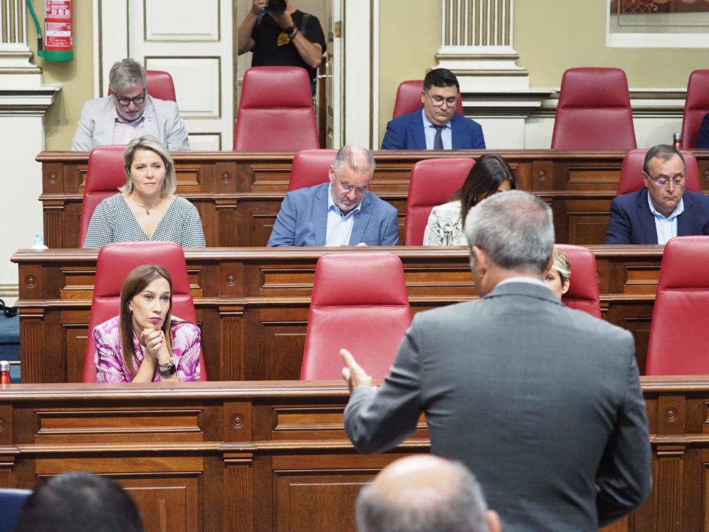Manuel Domínguez y Nira Fierro en el Parlamento de Canarias. Sergio Méndez