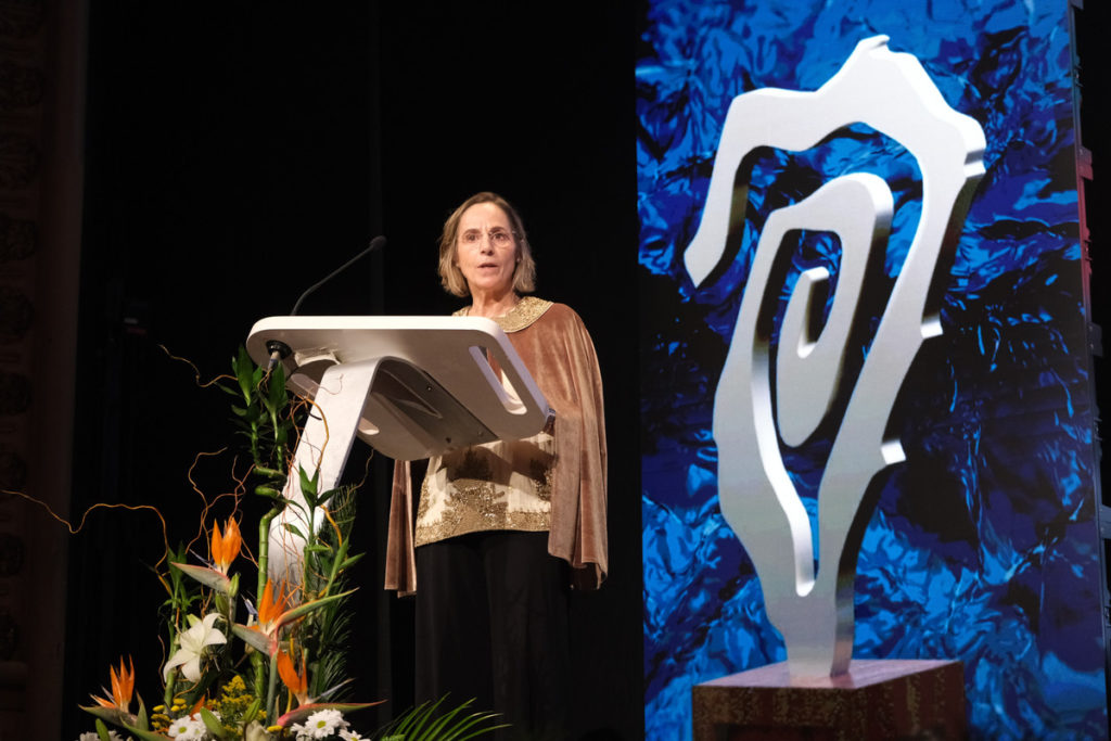 Dolores Septién durante su intervención en la gala de los Premios Taburiente de la Fundación DIARIO DE AVISOS. | Fran Pallero