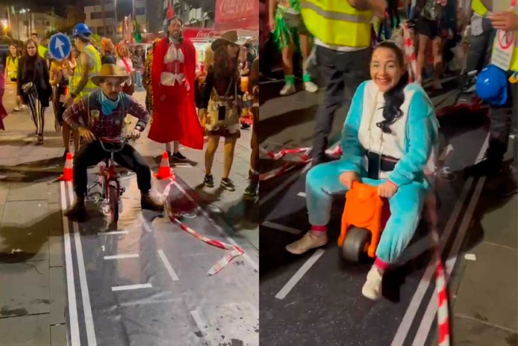 Disfraz del carril bici en el Carnaval de Santa Cruz