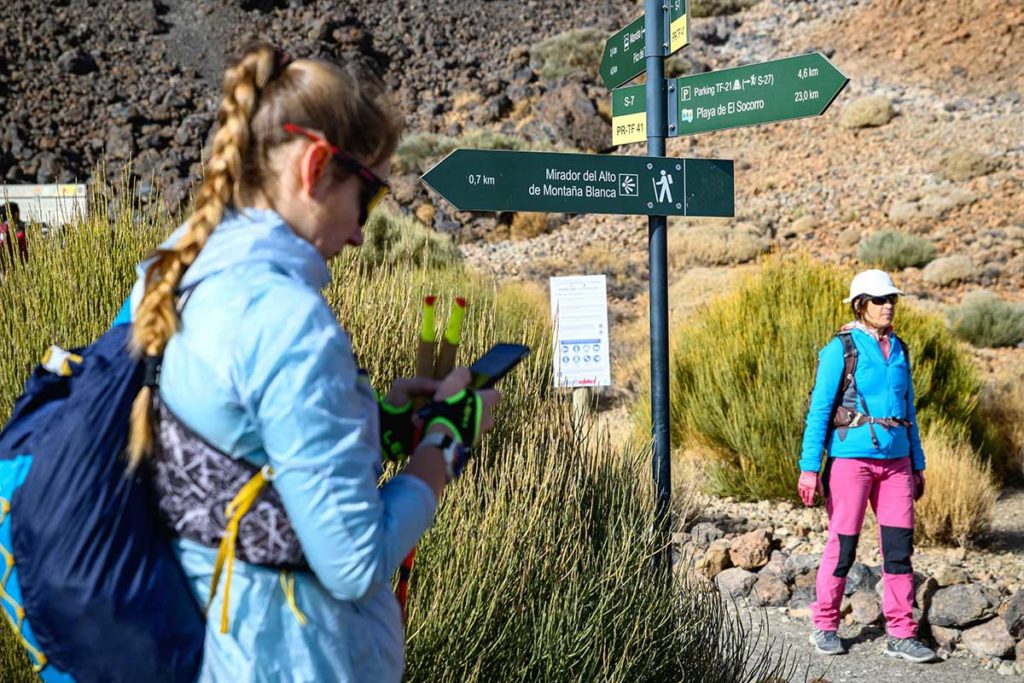 Accesos a pie a senderos del Teide