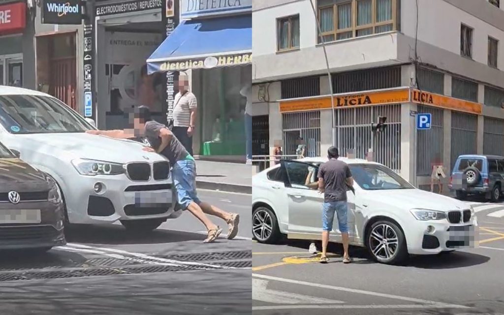 Sobre el capó y con un botellazo: trifulca por una infracción de tráfico en Tenerife
