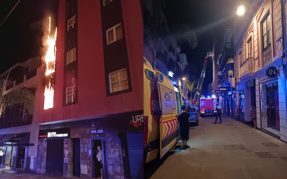 Aparatoso incendio en un edificio del Puerto de la Cruz