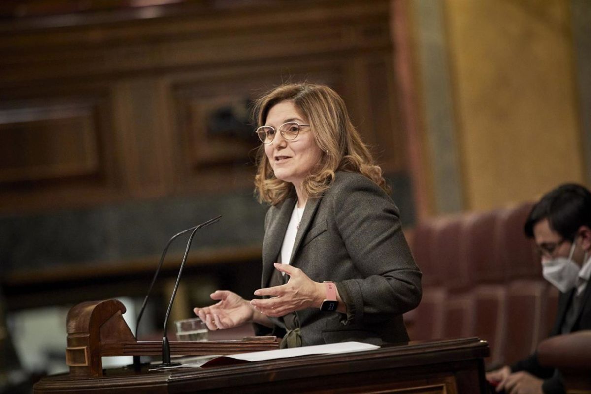 La secretaria de Estado de Migraciones, Pilar Cancela, durante una intervención parlamentaria. EP