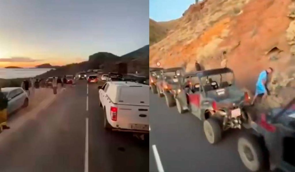 Coches mal aparcados, quads en la carretera y turistas orinando en el arcén: el caos en el Teide se repite cualquier día del año