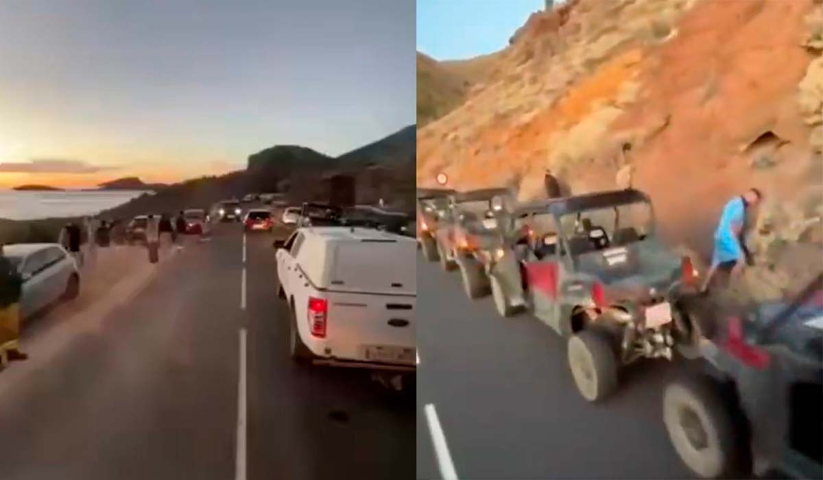 Coches mal aparcados, quads en la carretera y turistas orinando en el arcén: el caos en el Teide se repite cualquier día del año