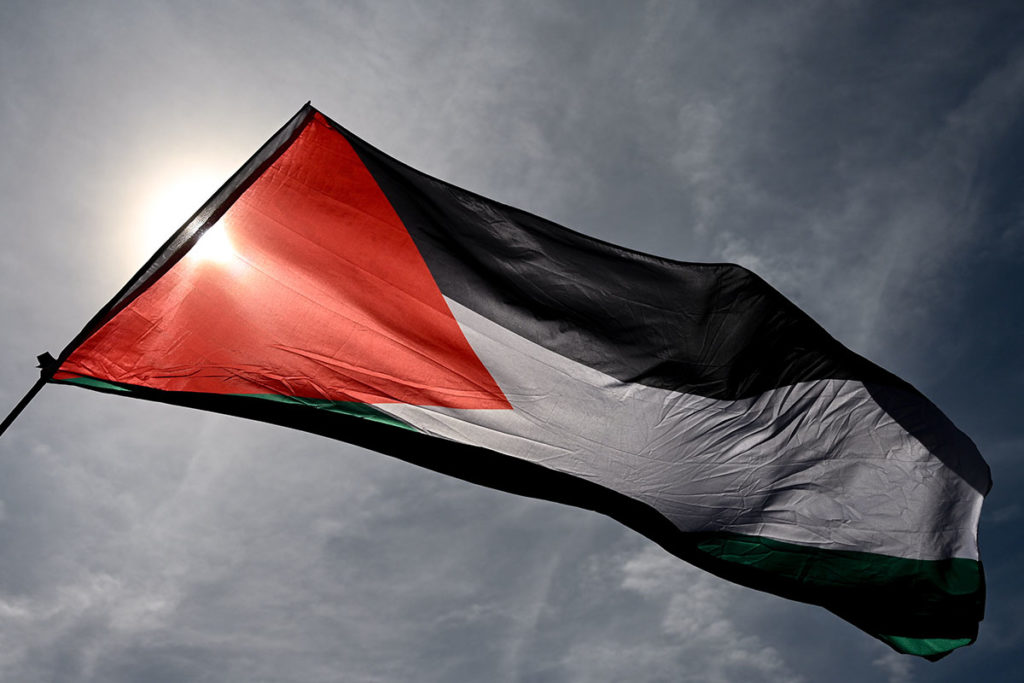 Protestan con banderas palestinas por la participación de atletas israelíes en el Triatlón