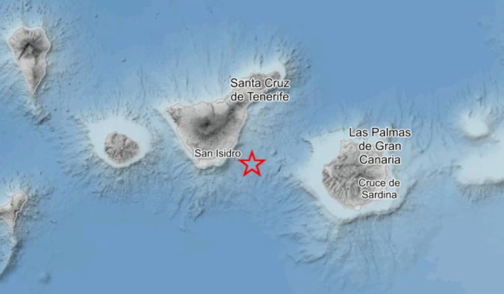 Nuevo terremoto entre Tenerife y Gran Canaria de magnitud 3,2. IGN