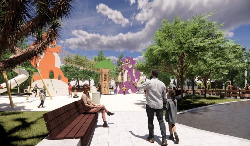 Dos grandes dragones, camas elásticas y carruseles: así será el nuevo parque infantil del norte de Tenerife