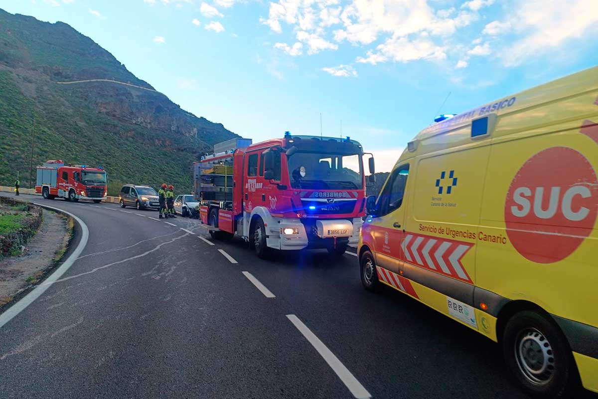 Dos heridos en un aparatoso choque frontal en Tenerife