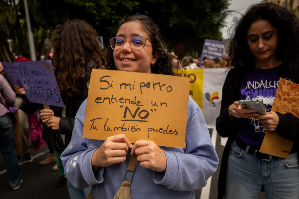 Una imagen de la manifestación con motivo del Día Internacional de la Mujer celebrada en Santa Cruz de Tenerife. 