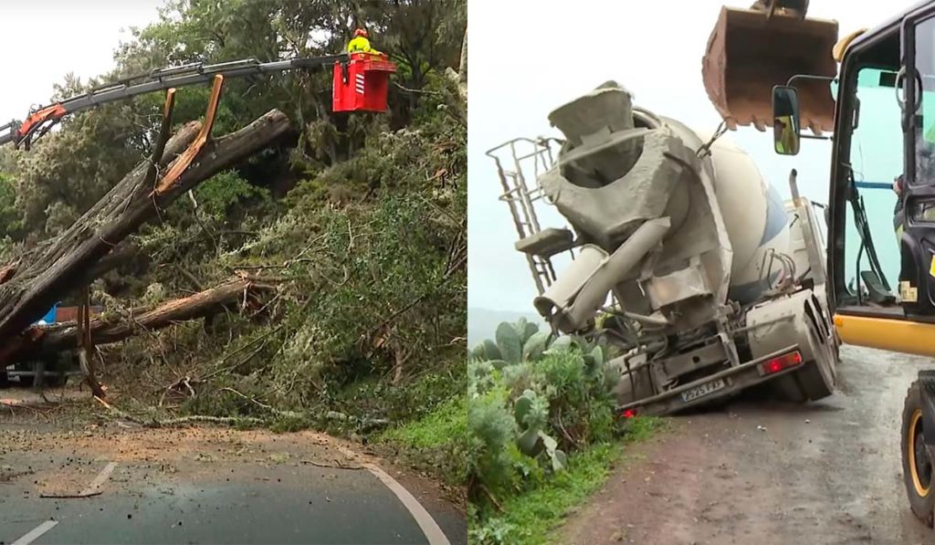 Seis horas de tensión en Las Mercedes: cae un árbol gigante y un camión queda al borde del abismo