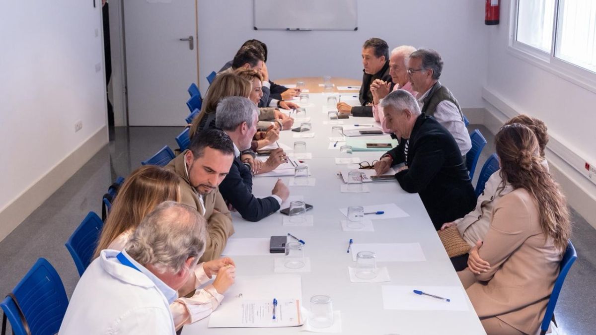 Fernando Clavijo, Rosa Dávila y Esther Monzón en la reunión sobre la ampliación del Hospital del Sur de Tenerife