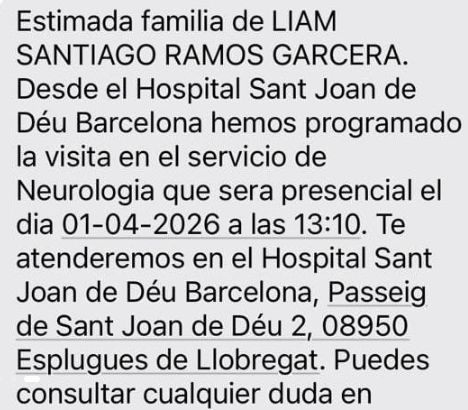 Mensaje recibido por parte de la familia del menor. | DA