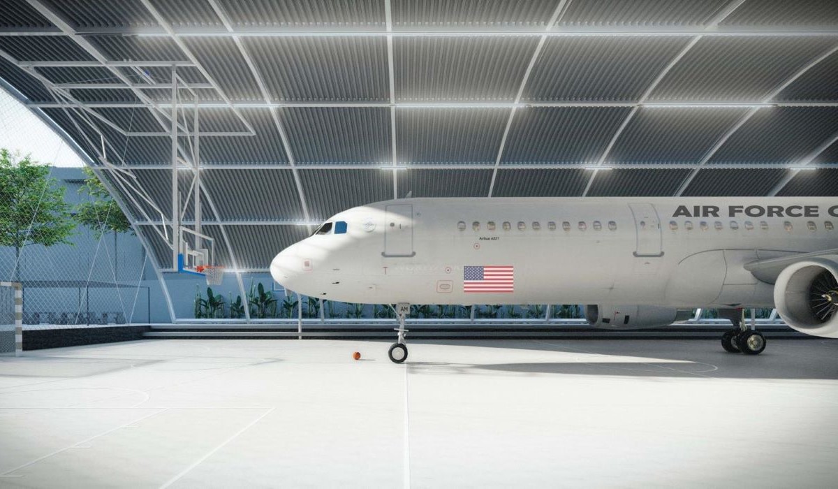 El hangar del Air Force One idea el polideportivo de María Jiménez