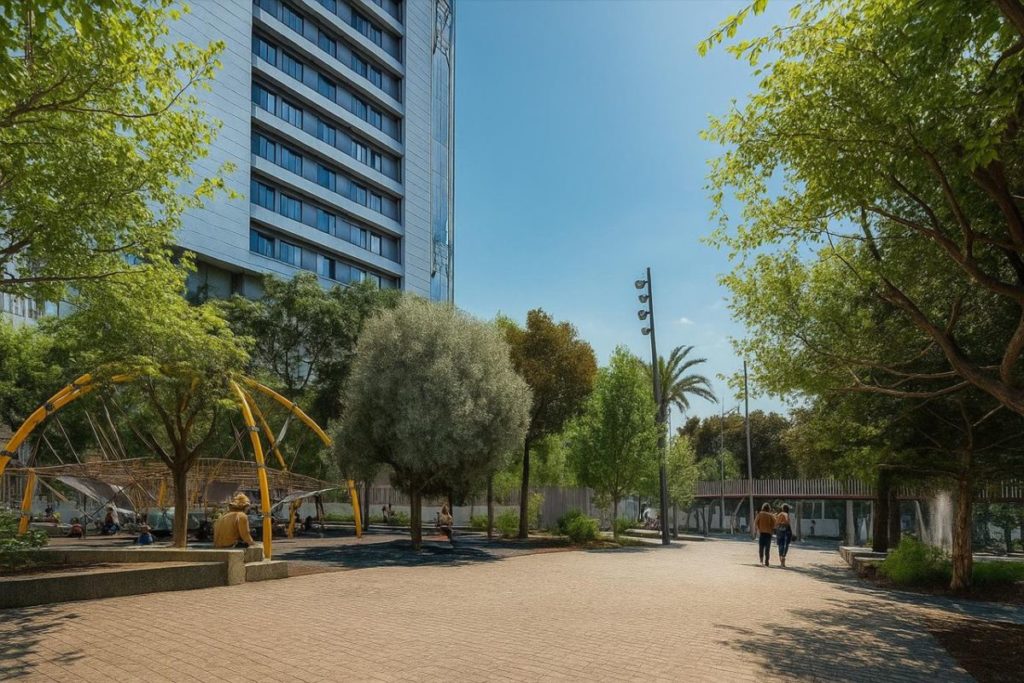 Infografía de la nueva plaza y parque Celia Cruz, que se ubicará entre las Torres de Cabo Llanos. | DA
