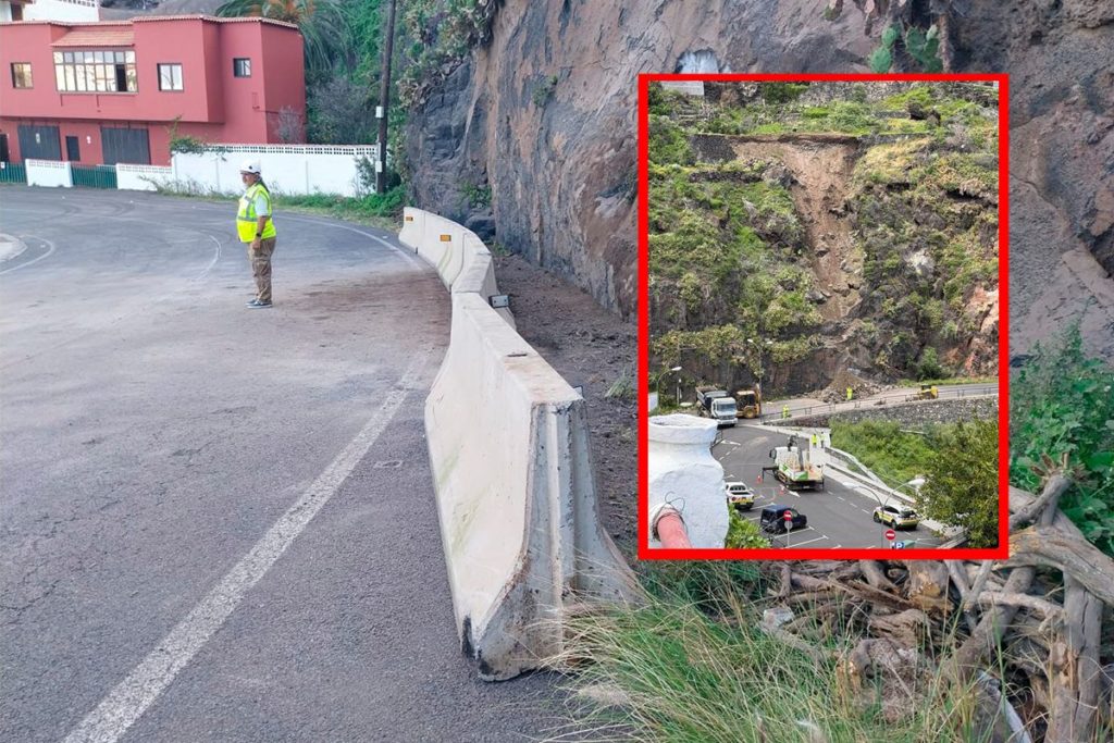 Reabren la carretera TF-42 tras los desprendimientos por la borrasca Therese