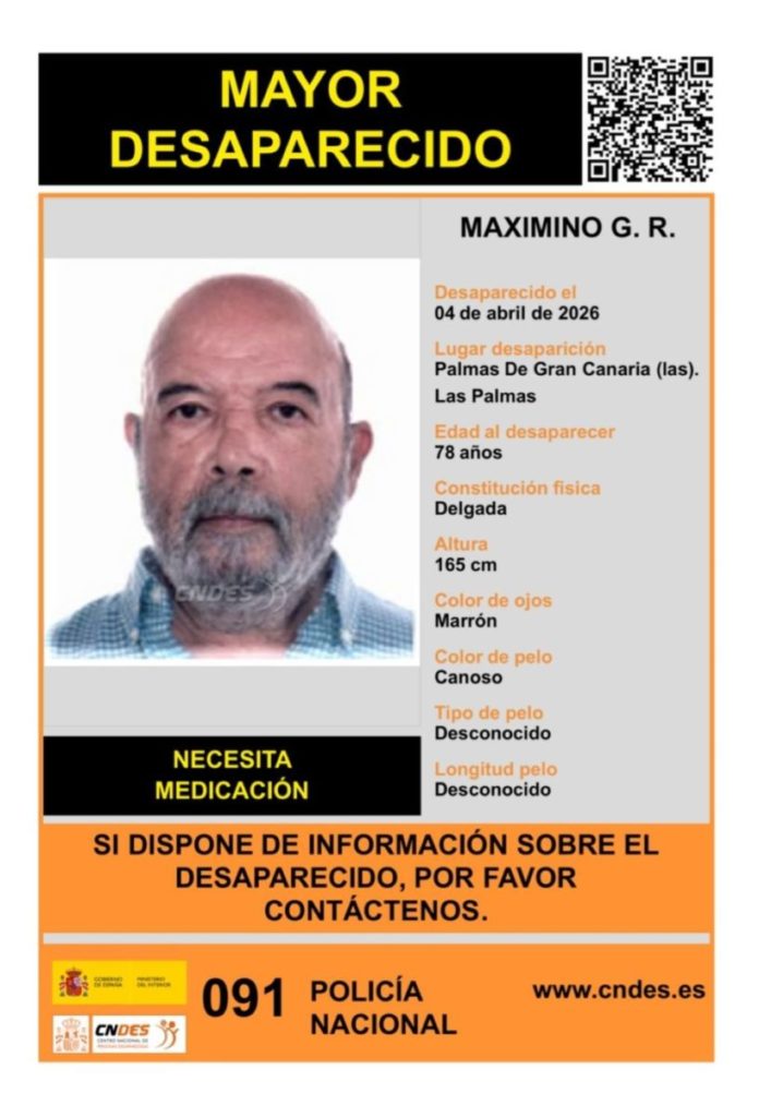 Maximino G.R., desaparecido en Las Palmas de Gran Canaria
