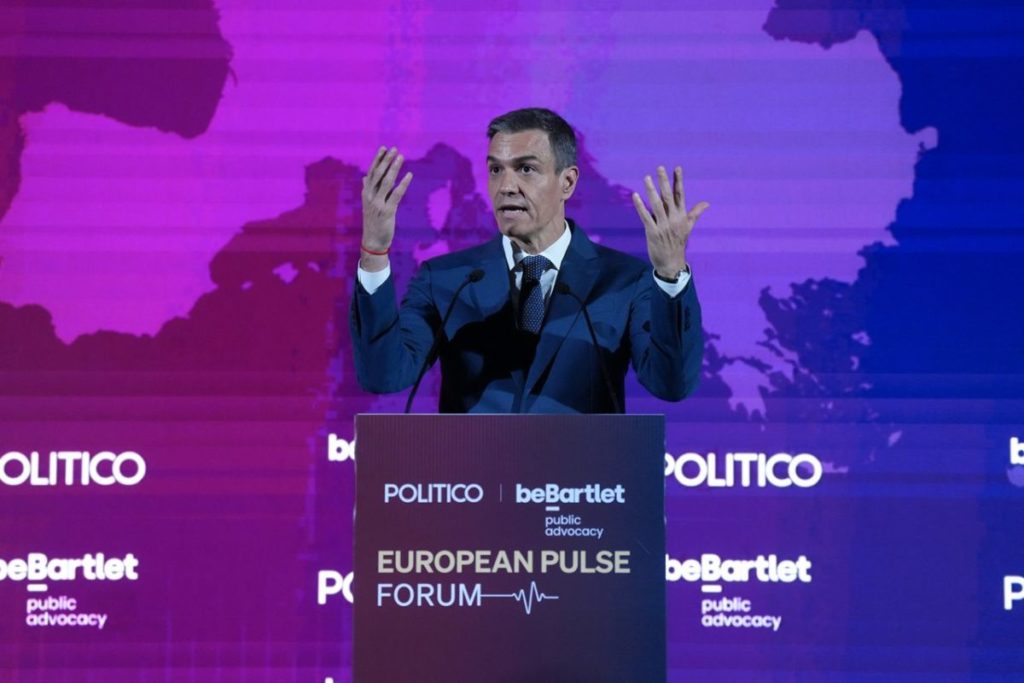 El presidente del Gobierno, Pedro Sánchez, interviene durante el European Pulse Forum 2026, a 10 de abril de 2026, en Barcelona
